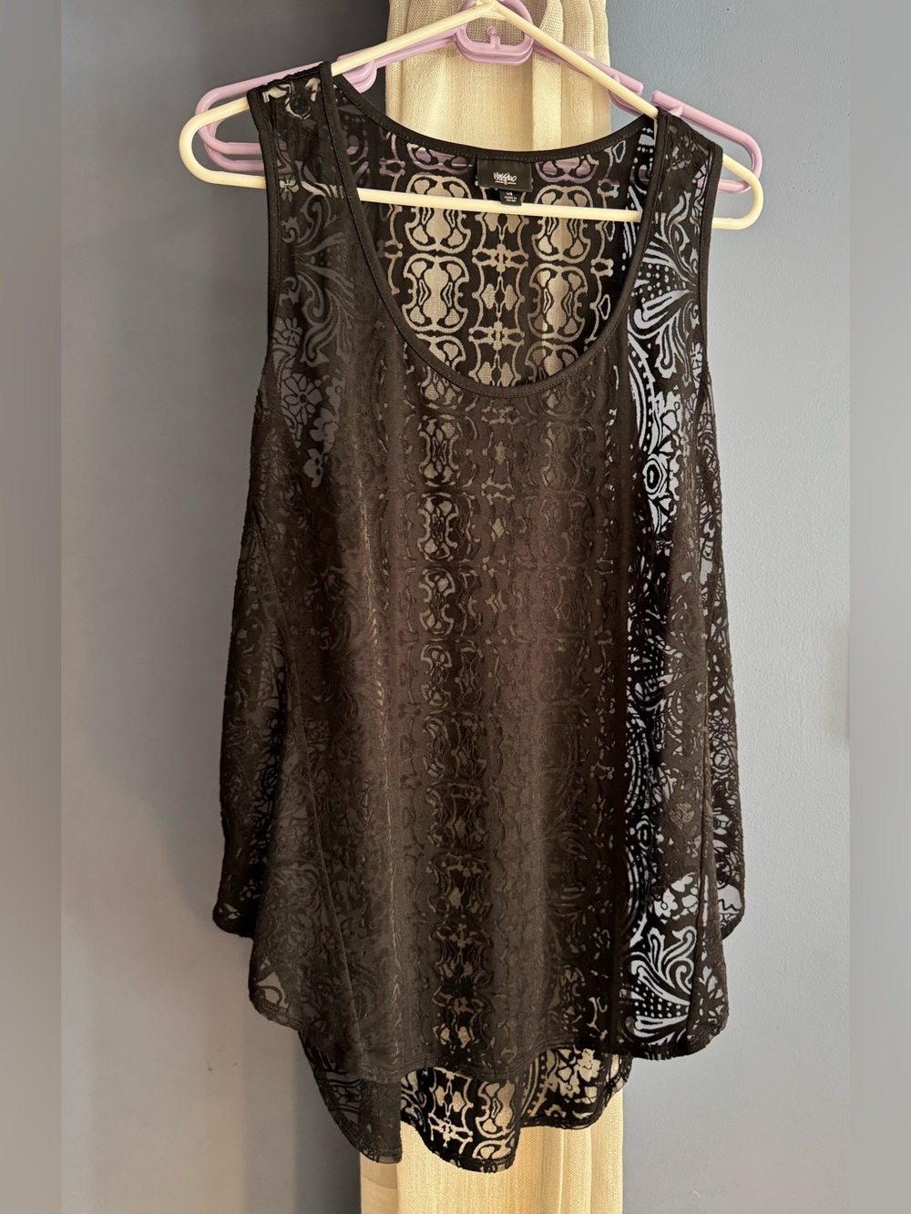 Mossimo Supply Co. Black Sheer Lace Overlay Tank